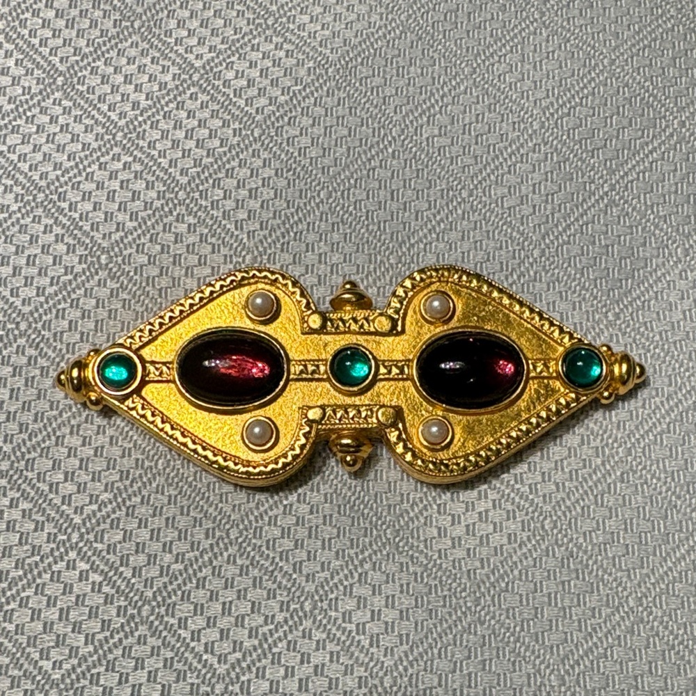 Vintage Ben-Amun Gold and Jewel-Toned Brooch